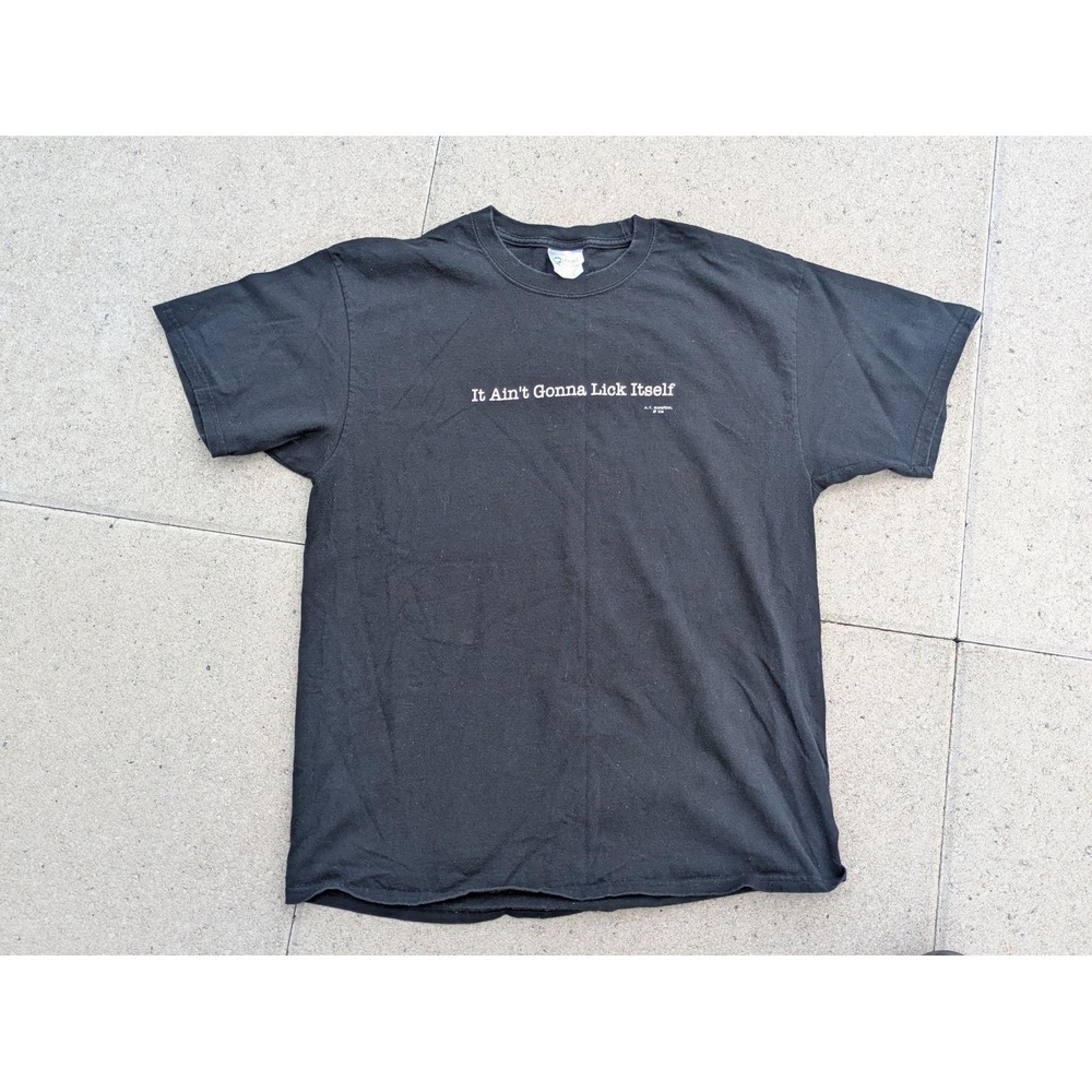 Vintage Gooner Erotic Shirt Mens Large Black It Ain't Gonna Lick Itself Tee 06
